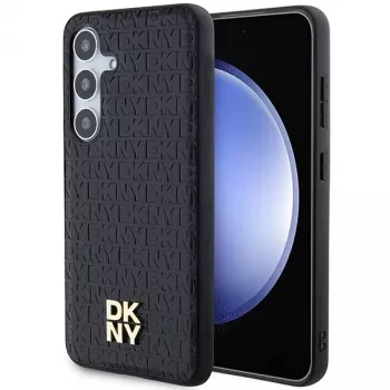 DKNY DKHMS24SPSHRPSK Θήκη Hardcase δερμάτινη όψη μεταλλικό λογότυπο MagSafe για Samsung Galaxy S24, μαύρη