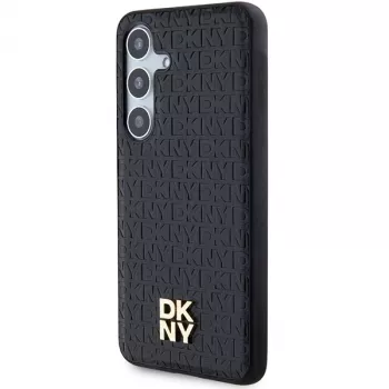 DKNY DKHMS24SPSHRPSK Θήκη Hardcase δερμάτινη όψη μεταλλικό λογότυπο MagSafe για Samsung Galaxy S24, μαύρη