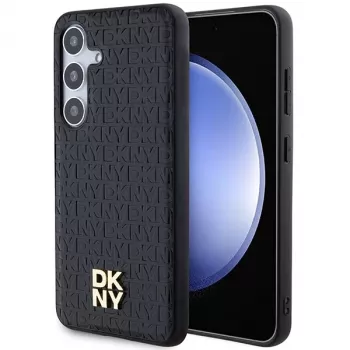 DKNY DKHMS24MPSHRPSK S24+ S926 μαύρη θήκη Hardcase δερμάτινο μοτίβο μεταλλικό λογότυπο MagSafe για Samsung Galaxy S24+