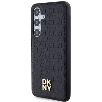 DKNY DKHMS24MPSHRPSK S24+ S926 μαύρη θήκη Hardcase δερμάτινο μοτίβο μεταλλικό λογότυπο MagSafe για Samsung Galaxy S24+