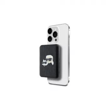 Karl Lagerfeld Power Bank Ασύρματο 5000mAh 15W MagSafe μαύρο Karl & Choupette Head Pin KF002166