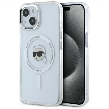 KARL LAGERFELD IML Metal Karl Head Θήκη MagSafe για Apple iPhone 15 Plus λευκή