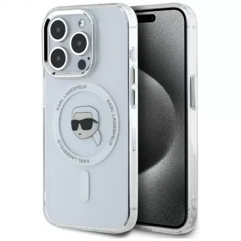 KARL LAGERFELD IML Metal Karl Head Θήκη MagSafe για Apple iPhone 15 Pro Max λευκή