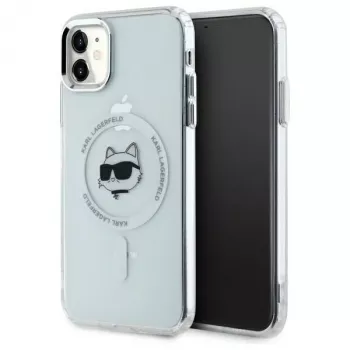 Karl Lagerfeld KLHMN61HLSCHH iPhone 11 / Xr 6.1 λευκή θήκη Hardcase IML Metal Choupette Head MagSafe