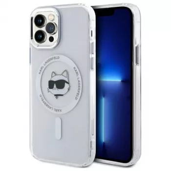 Karl Lagerfeld KLHMP12MHLSCHH Θήκη Hardcase για iPhone 12/12 Pro 6,1 inch λευκή IML Metal Choupette Head MagSafe