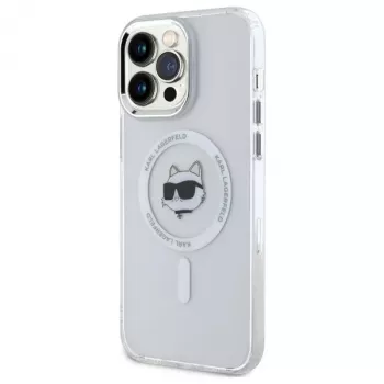 Karl Lagerfeld KLHMP13XHLSCHH iPhone 13 Pro Max 6,7 inch λευκή θήκη Hardcase IML Metal Choupette Head MagSafe