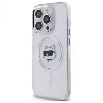 Karl Lagerfeld KLHMP14LHLSCHH iPhone 14 Pro 6.1 Θήκη Hardcase IML Metal Choupette Head MagSafe λευκή