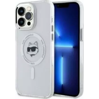 Karl Lagerfeld KLHMP14XHLSCHH iPhone 14 Pro Max 6,7 inch λευκή θήκη Hardcase IML Metal Choupette Head MagSafe