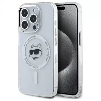 Karl Lagerfeld KLHMP15XHLSCHH Θήκη Hardcase IML Metal Choupette Head MagSafe για iPhone 15 Pro Max 6,7 inch λευκή