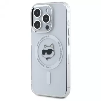 Karl Lagerfeld KLHMP15XHLSCHH Θήκη Hardcase IML Metal Choupette Head MagSafe για iPhone 15 Pro Max 6,7 inch λευκή