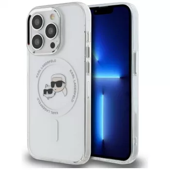 Karl Lagerfeld KLHMP14LHLSKCH iPhone 14 Pro 6.1 Θήκη Hardcase IML Metal Karl & Choupette Head MagSafe λευκή