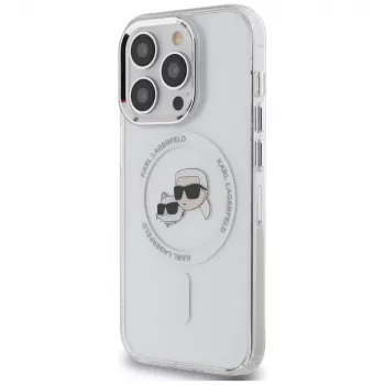 Karl Lagerfeld KLHMP14LHLSKCH iPhone 14 Pro 6.1 Θήκη Hardcase IML Metal Karl & Choupette Head MagSafe λευκή