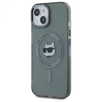 Karl Lagerfeld KLHMP15SHLSCHK Θήκη Hardcase για iPhone 15 6,1 inch μαύρο μέταλλο Choupette Head MagSafe