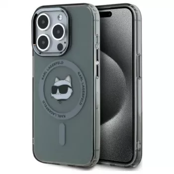 Karl Lagerfeld KLHMP15LHLSCHK iPhone 15 Pro 6.1 Θήκη Hardcase IML Metal Choupette Head MagSafe μαύρο