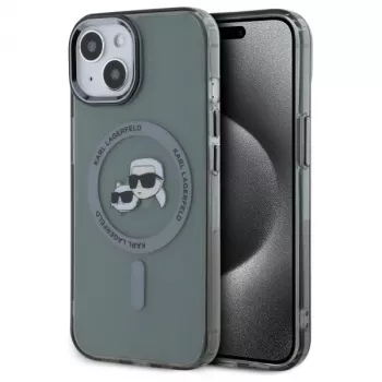 Karl Lagerfeld KLHMP15SHLSKCK Θήκη Hardcase IML Metal Karl & Choupette Head MagSafe για Apple iPhone 15 6,1 inch μαύρο