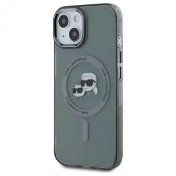 Karl Lagerfeld KLHMP15SHLSKCK Θήκη Hardcase IML Metal Karl & Choupette Head MagSafe για Apple iPhone 15 6,1 inch μαύρο