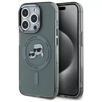 Karl Lagerfeld KLHMP15LHLSKCK Θήκη Hardcase για iPhone 15 Pro 6,1 inch μαύρο IML Metal Karl & Choupette Head MagSafe
