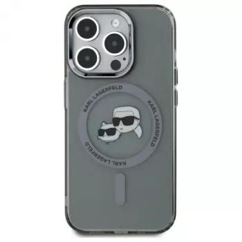 Karl Lagerfeld KLHMP15LHLSKCK Θήκη Hardcase για iPhone 15 Pro 6,1 inch μαύρο IML Metal Karl & Choupette Head MagSafe