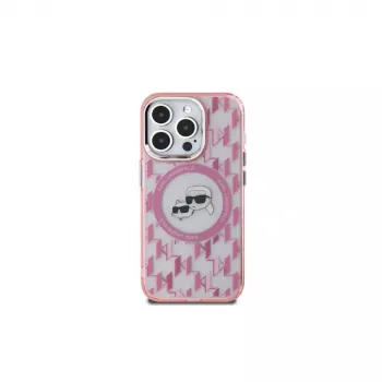 Karl Lagerfeld KLHMP15SHMCKMHP iPhone 15 6,1 inch ροζ Θήκη IML Monogram Karl & Choupette Head MagSafe