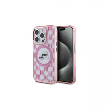 Karl Lagerfeld KLHMP15LHMCKMHP iPhone 15 Pro 6,1 inch ροζ Θήκη IML Monogram Karl & Choupette Head MagSafe