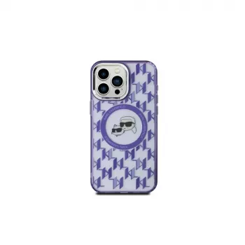 Karl Lagerfeld KLHMP15SHMCKMHU Θήκη IML Monogram Karl & Choupette Head MagSafe για Apple iPhone 15, 6,1 inch, μωβ