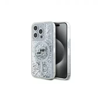 Karl Lagerfeld KLHMP15XLGKCSGH Θήκη Hard Case για iPhone 15 Pro Max 6,7 ίντσες Διάφανη Liquid Glitter Karl & Choupette Head MagSafe
