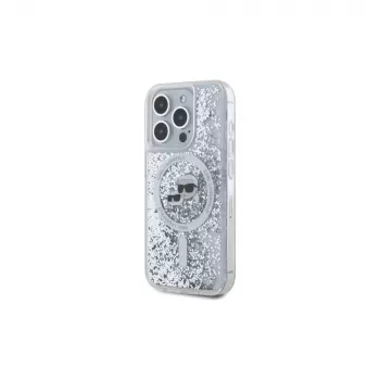 Karl Lagerfeld KLHMP15XLGKCSGH Θήκη Hard Case για iPhone 15 Pro Max 6,7 ίντσες Διάφανη Liquid Glitter Karl & Choupette Head MagSafe