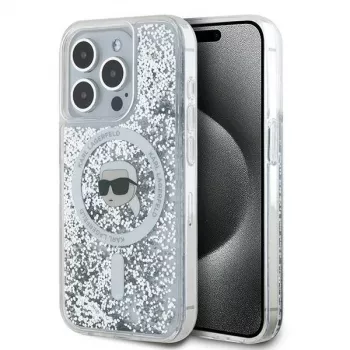 Karl Lagerfeld KLHMP15LLGKISGH iPhone 15 Pro 6,1 inch Θήκη Hardcase διαφανής Liquid Glitter Karl Head MagSafe