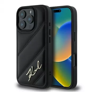 Karl Lagerfeld Θήκη Quilted Signature Hard Case για iPhone 16 Pro, μαύρο