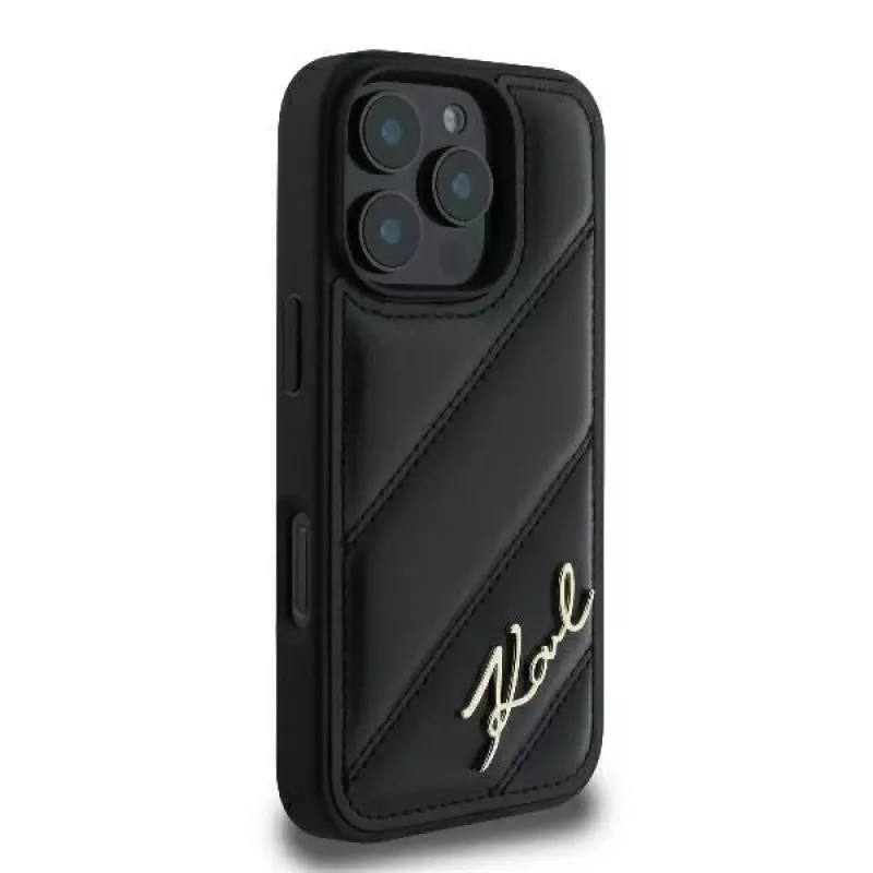 Karl Lagerfeld Θήκη Quilted Signature Hard Case για iPhone 16 Pro, μαύρο