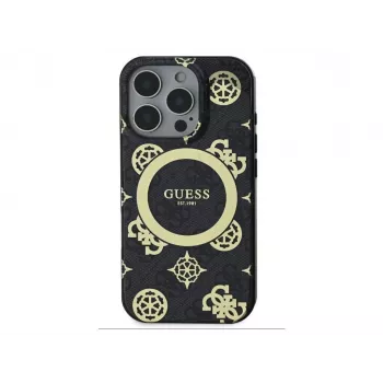 Guess GUHMP16LH4PYEEK Θήκη Hardcase για Apple iPhone 16 Pro 6,3 inch μαύρο Peony On 4G Background IML MagSafe