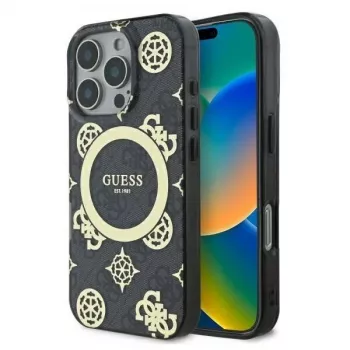 Guess GUHMP16XH4PYEEK Θήκη Hardcase για iPhone 16 Pro Max 6,9 inch μαύρο Peony σε 4G φόντο MagSafe