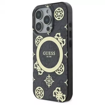 Guess GUHMP16XH4PYEEK Θήκη Hardcase για iPhone 16 Pro Max 6,9 inch μαύρο Peony σε 4G φόντο MagSafe