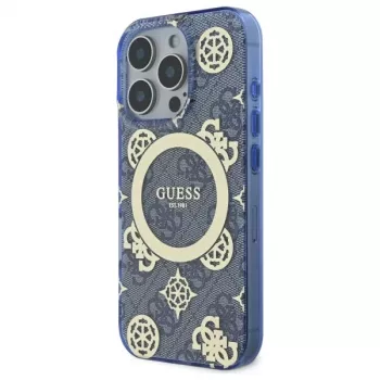 Guess GUHMP16XH4PYEEB iPhone 16 Pro Max 6,9 inch μπλε Θήκη Hardcase IML Peony On 4G Background MagSafe