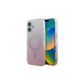 Guess IML Glitter Gradient MagSafe Θήκη για iPhone 16 (Ροζ)