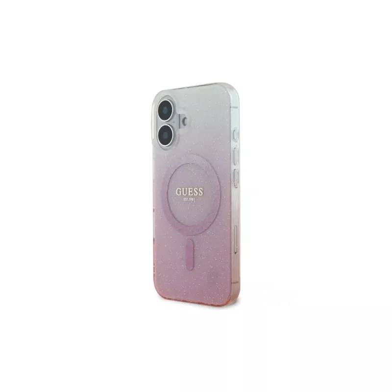 Guess IML Glitter Gradient MagSafe Θήκη για iPhone 16 (Ροζ)