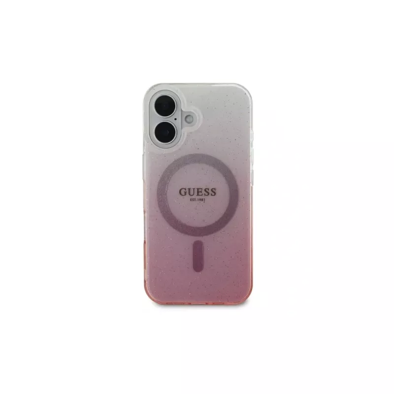 Guess IML Glitter Gradient MagSafe Θήκη για iPhone 16 (Ροζ)