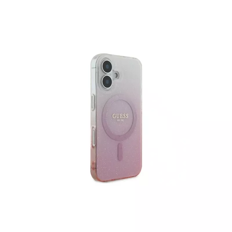 Guess IML Glitter Gradient MagSafe Θήκη για iPhone 16 (Ροζ)