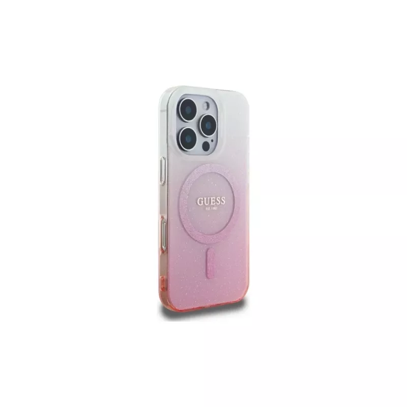 Guess IML Glitter Gradient MagSafe Θήκη για iPhone 16 Pro (Ροζ)