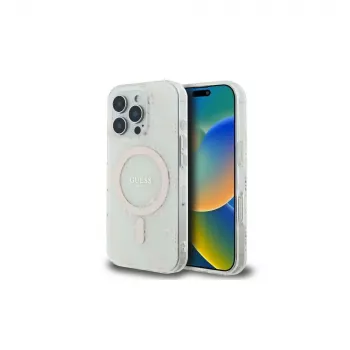 Guess GUHMP16LH4DTEH iPhone 16 Pro 6,3 ίντσες Λευκή Σκληρή Θήκη IML 4G Background MagSafe