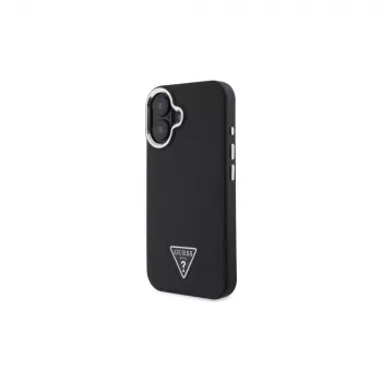 Guess GUHMP16SPGTSPSK iPhone 16 Μαύρη Σκληρή Θήκη Grained Triangle MagSafe