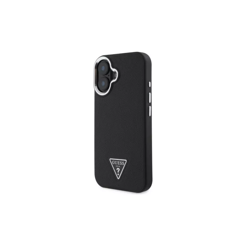 Guess GUHMP16SPGTSPSK iPhone 16 Μαύρη Σκληρή Θήκη Grained Triangle MagSafe