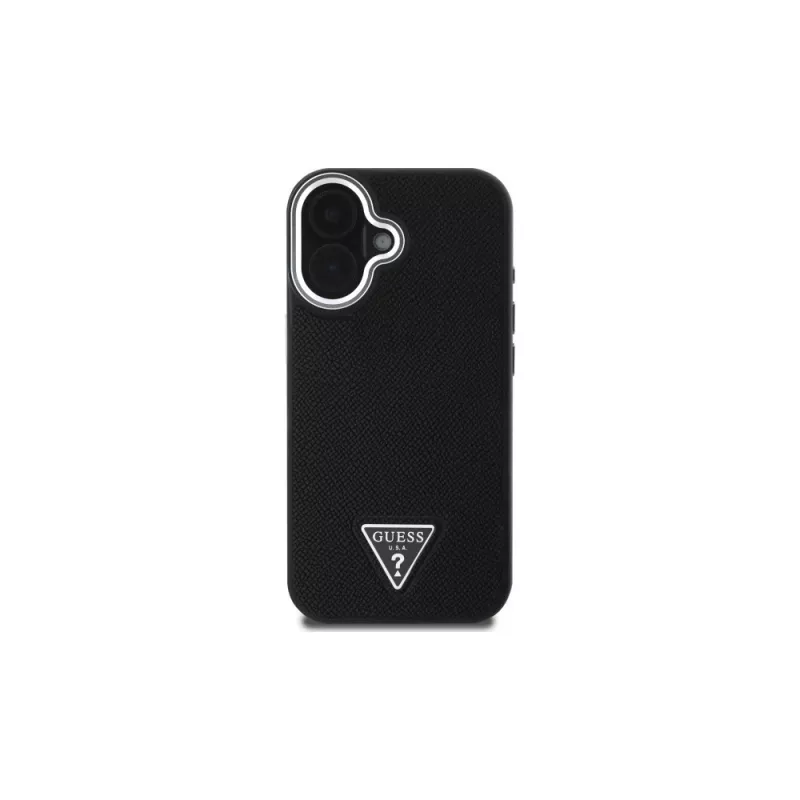 Guess GUHMP16SPGTSPSK iPhone 16 Μαύρη Σκληρή Θήκη Grained Triangle MagSafe