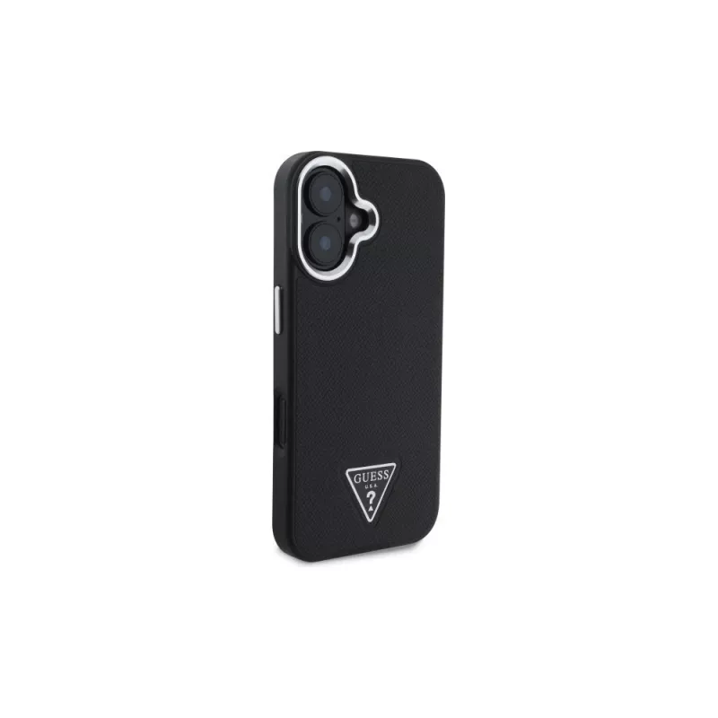 Guess GUHMP16SPGTSPSK iPhone 16 Μαύρη Σκληρή Θήκη Grained Triangle MagSafe