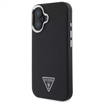 Guess Grained Triangle MagSafe Σκληρή Θήκη για Apple iPhone 16 Plus - Μαύρο