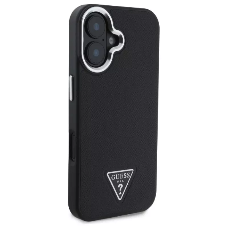 Guess Grained Triangle MagSafe Σκληρή Θήκη για Apple iPhone 16 Plus - Μαύρο