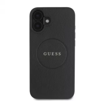 Guess GUHMP16SPGHSMMK Grained Gold Ring MagSafe Σκληρή Θήκη για Apple iPhone 16 6,1 ίντσες, Μαύρο