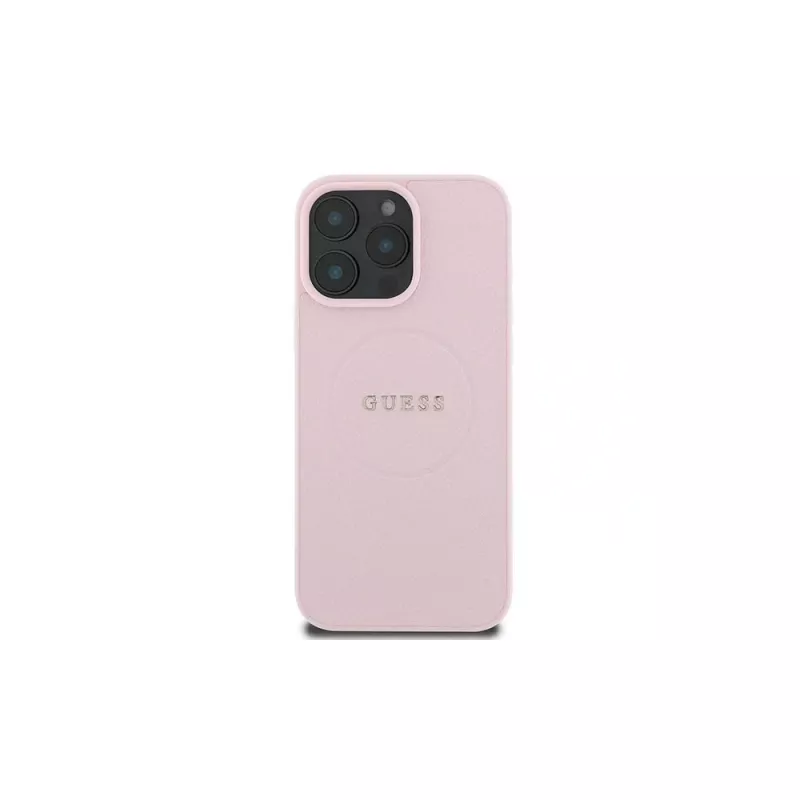 Guess Grained Ring Σκληρή Θήκη για Apple iPhone 15 Pro Max 6,7 ίντσες Ροζ MagSafe