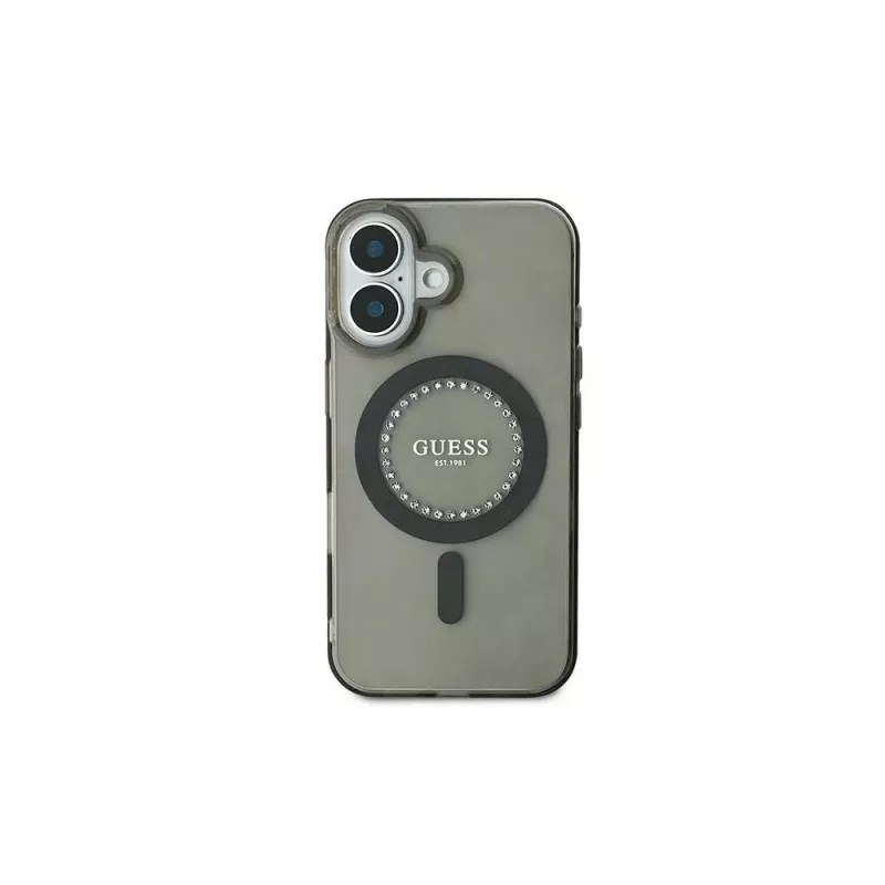 Guess IML Rhinestones MagSafe Θήκη για iPhone 16 Plus (Μαύρο)