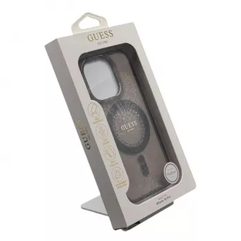 Guess GUHMP16LPFTDTEK Σκληρή Θήκη για Apple iPhone 16 Pro 6,3 ίντσες, Μαύρο, IML Strasssteine, MagSafe